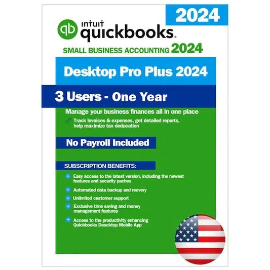 QuickBooks Desktop Pro Plus 2024 – 1 Year Subscription – USA Version (3 Users)