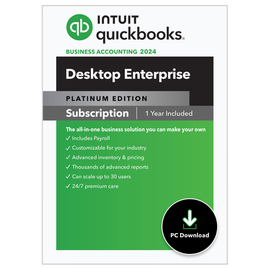QuickBooks Desktop Enterprise Platinum 2024 – 1 Year Subscription – USA Version (1 User)